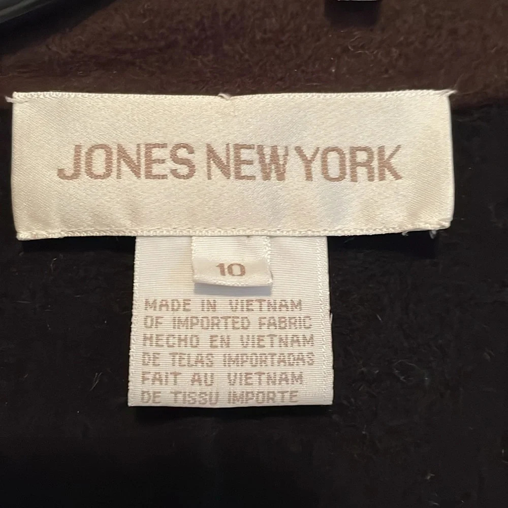 Jones New York Wool Cashmere Blend Blazer Chocolate Brown, Sz 10 Black Interior View 2